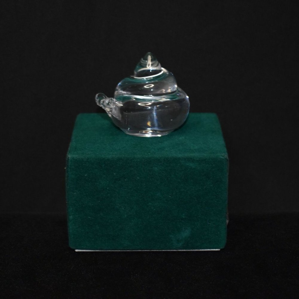 Kosta Boda Crystal Snail Paperweight Figurine 2" Signed WH5590